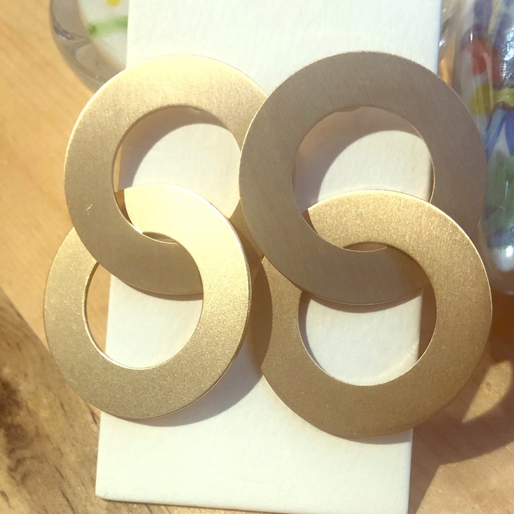 Gold Double Frontal Metal Earrings